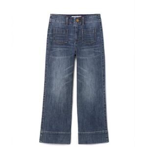 New $149 CAbi Carmel Crop Jean Denim Cropped Style 6704 Sz 8 Front Patch Pockets